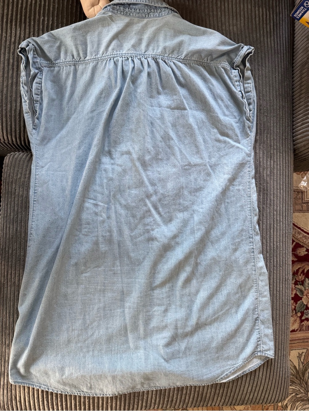 Old Navy Chambray Cotton XL Shirt Dress Coastal Button Front Denim Minimalist - Picture 5 of 5